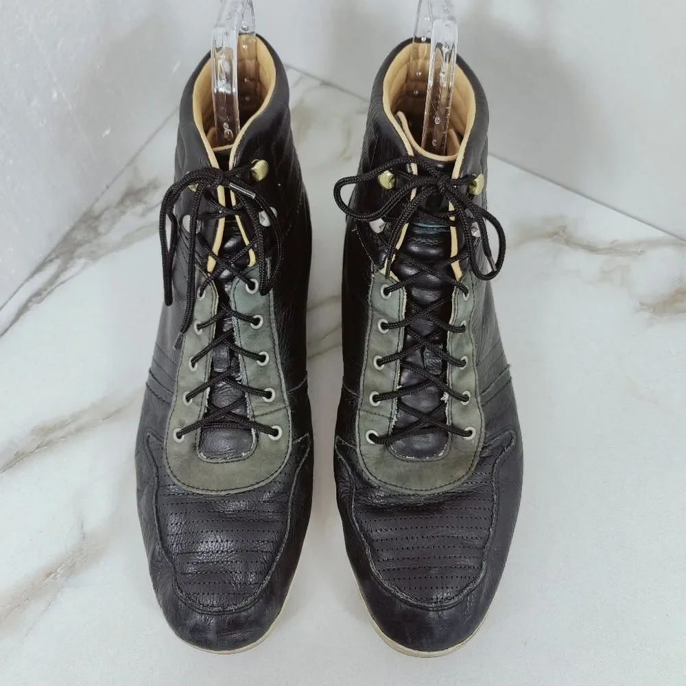UGG Men's EmPire Black Army Green Leather High Top Sneakers, 17